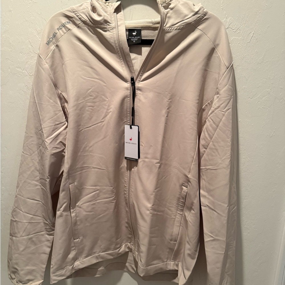 Men's Michel Rouen Performance Light Khaki Jacket-Size M with Hood & pockets. NW